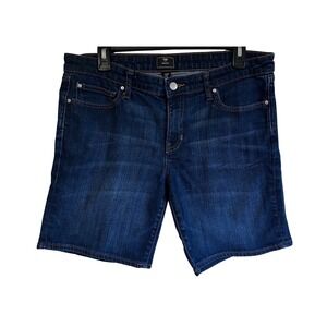 Gap Bermuda Denim Shorts Womens 12 Dark Wash Stretch Jean Shorts Whiskered